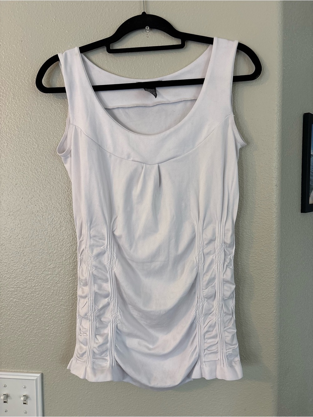 Soho Lady Plus Size 1XL White Ruched Side Tank Top